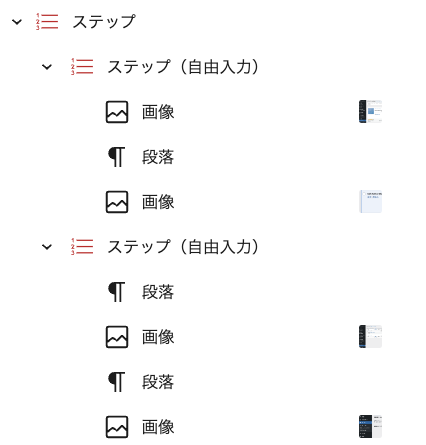 リストビューでの構造