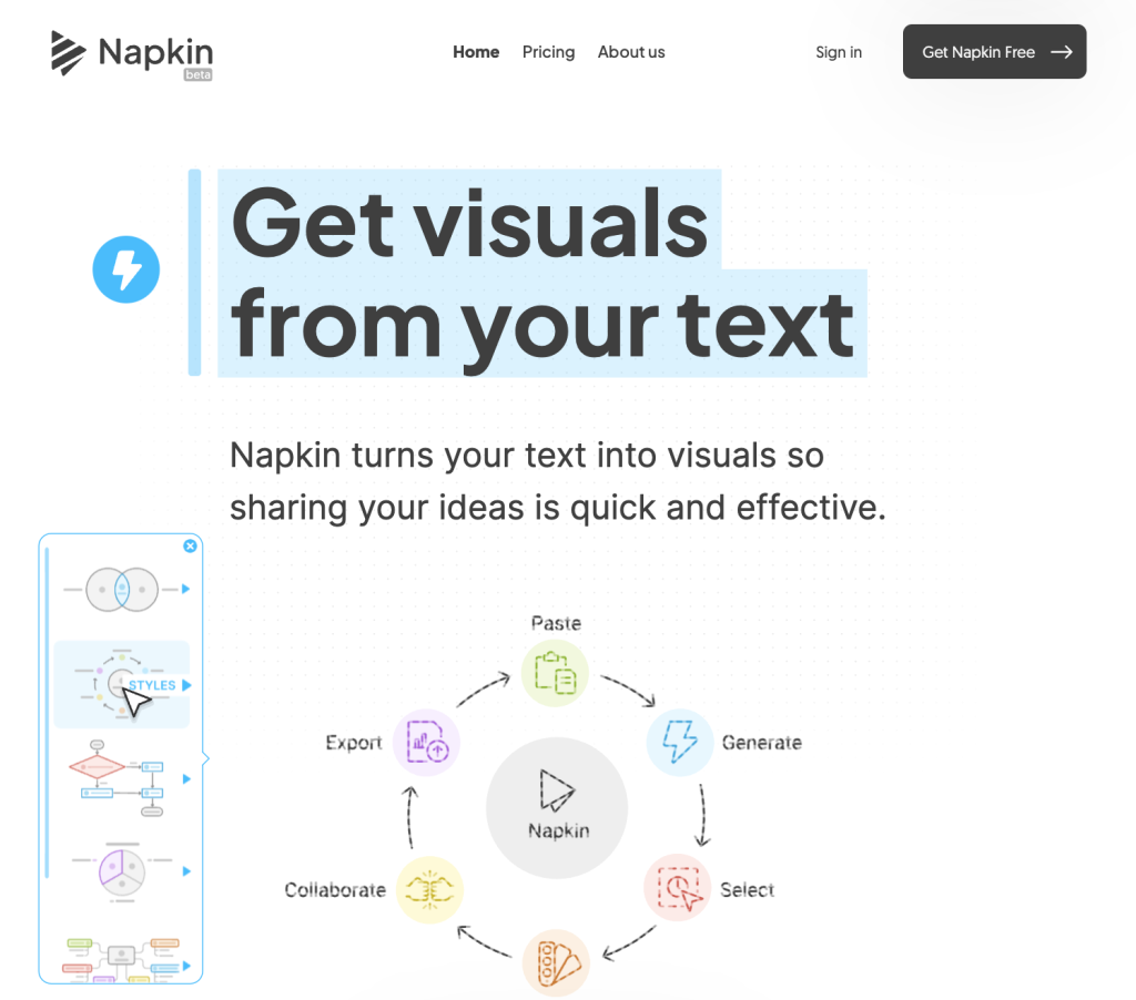 Napkin AI トップページ